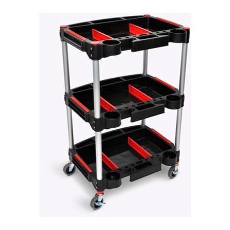 Luxor Luxor Mechanic Cart w/3 Shelves, 44 lb. Capacity, 22-3/4"L x 18"W x 32"H, Black MC-3